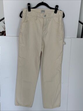 J. Crew Cream Straight-Leg Cotton Pants